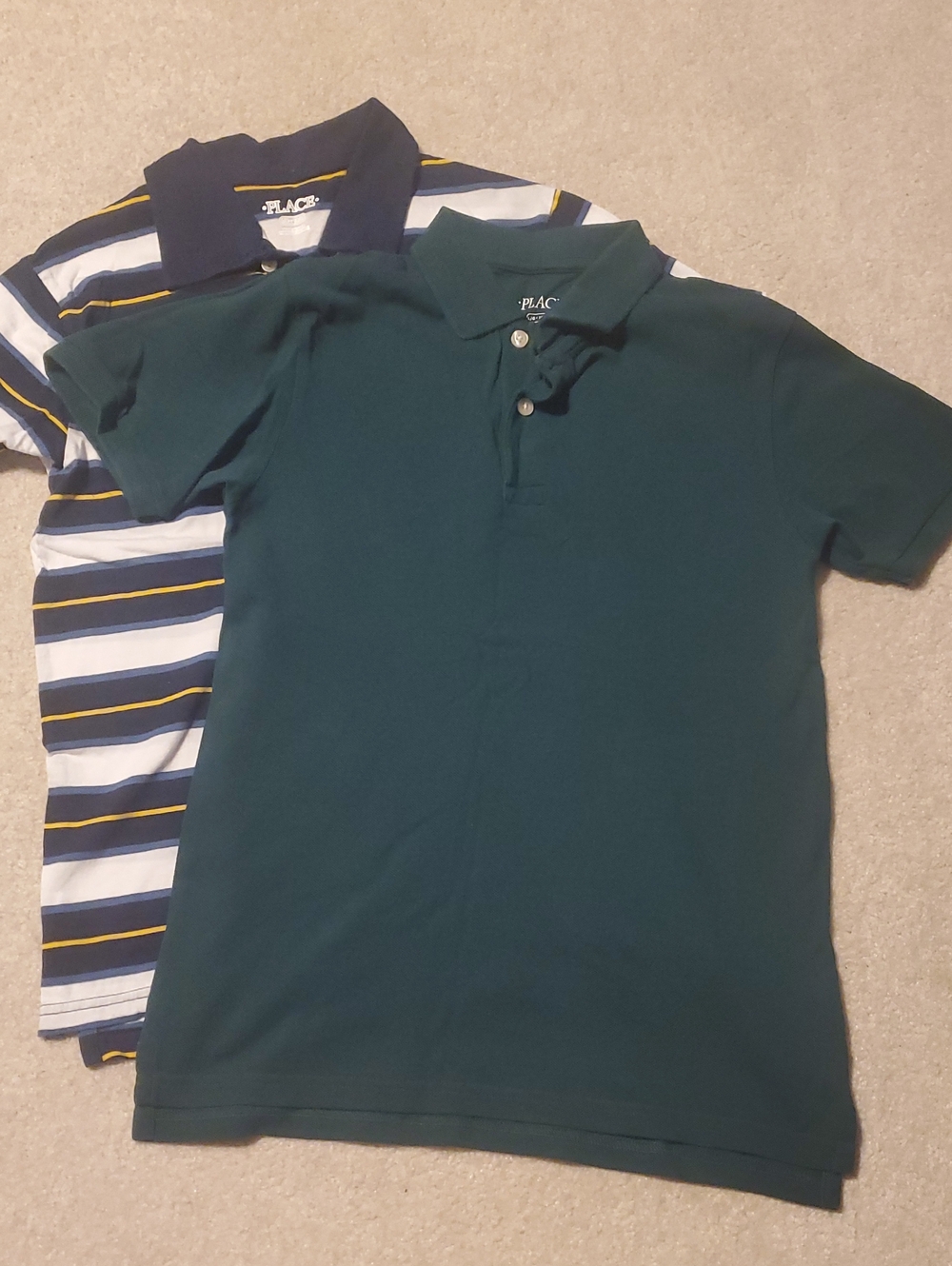 The Children's Place Boys' Green Polo Shirt with Navy Stripe Polo